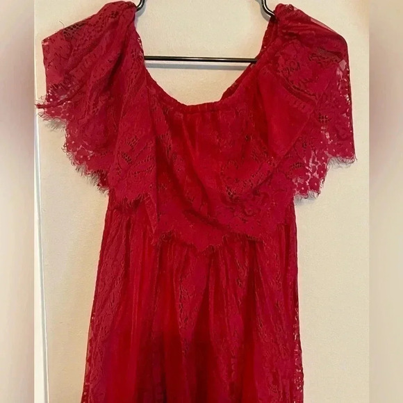 Crimson Full Length Strapless Dress - Picture 4 of 4